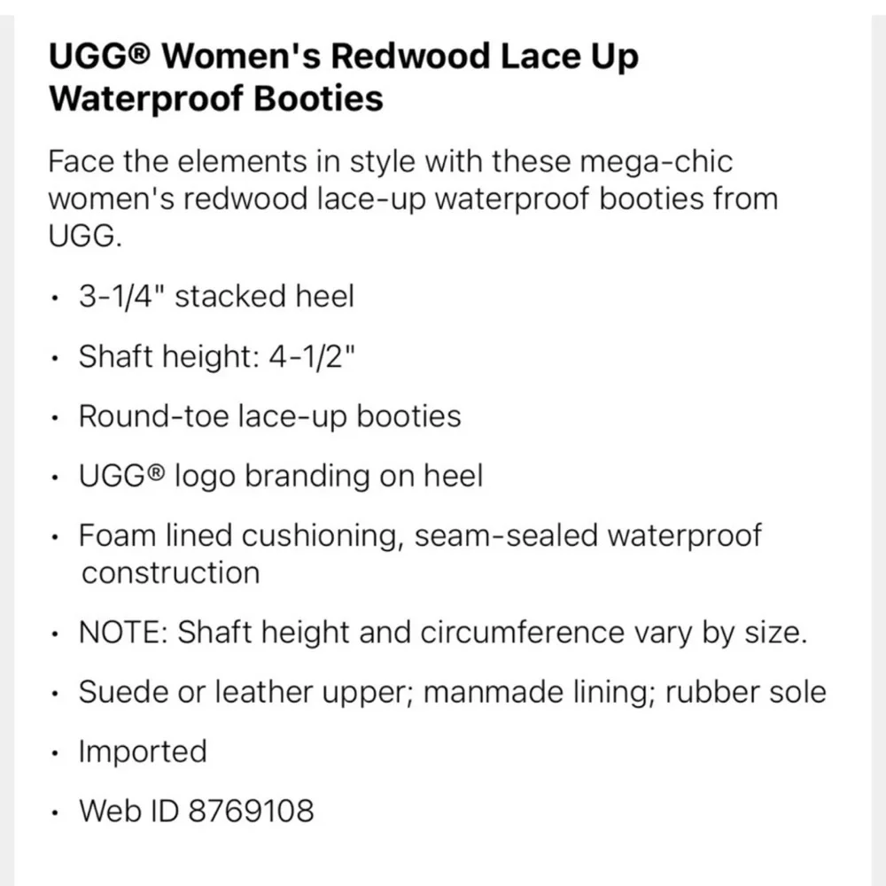 UGG Redwood Black Waterproof Black Boots